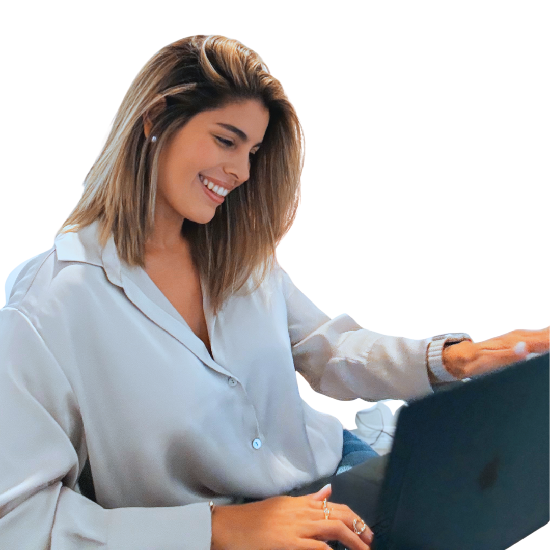 Ariadna Zambrano working Woman Working on Computer. Sending a email